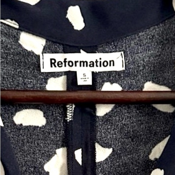 Reformation Danika Navy White Abstract Midi Shirt Dress Size S - Picture 9 of 12